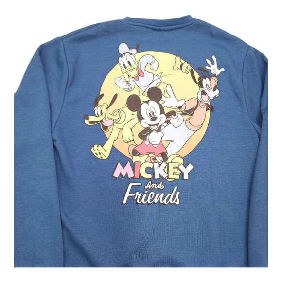 Disney Mickey & Friends Blue Crewneck Sweatshirt M 60% Cotton 40% Polyester - Picture 5 of 7